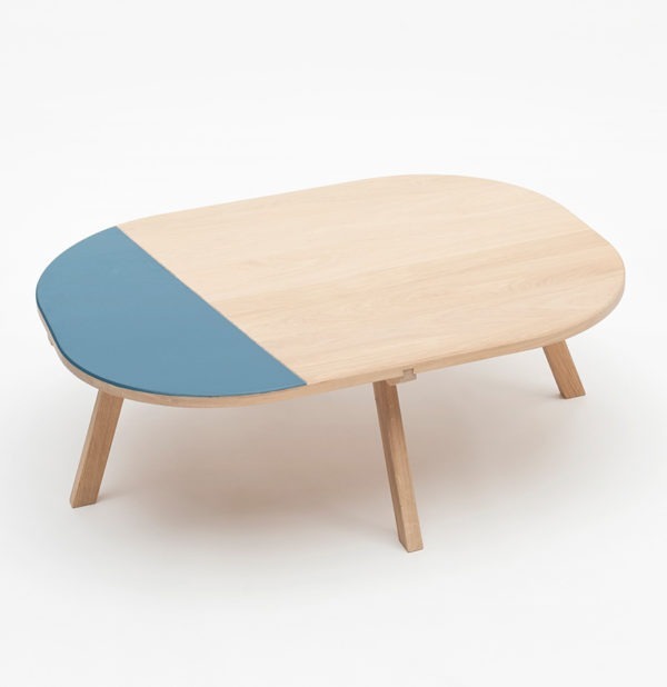 Table basse ARONDE bicolore ovale bois massif design filaire