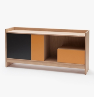 Buffet rangement bicolore astucieux design bois massif France - Drugeot