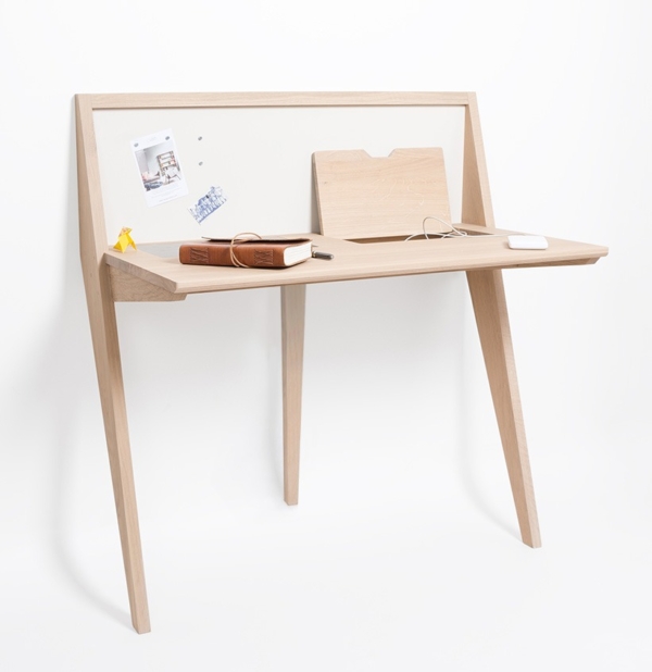 Bureau étroit pour travail à la maison meuble en bois français - Drugeot