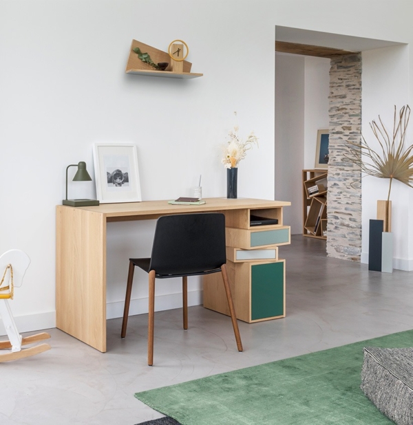 Bureau en bois massif design modulable EMPIL - Drugeot Manufacture