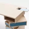 Bureau bois prise intégrée nuance de bleu meuble artisanat français Drugeot