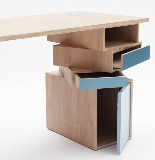 meuble télétravail home office tiroir rangement bois pivotant Drugeot