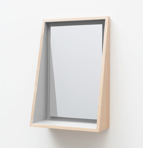 miroir float avec tablette design en bois