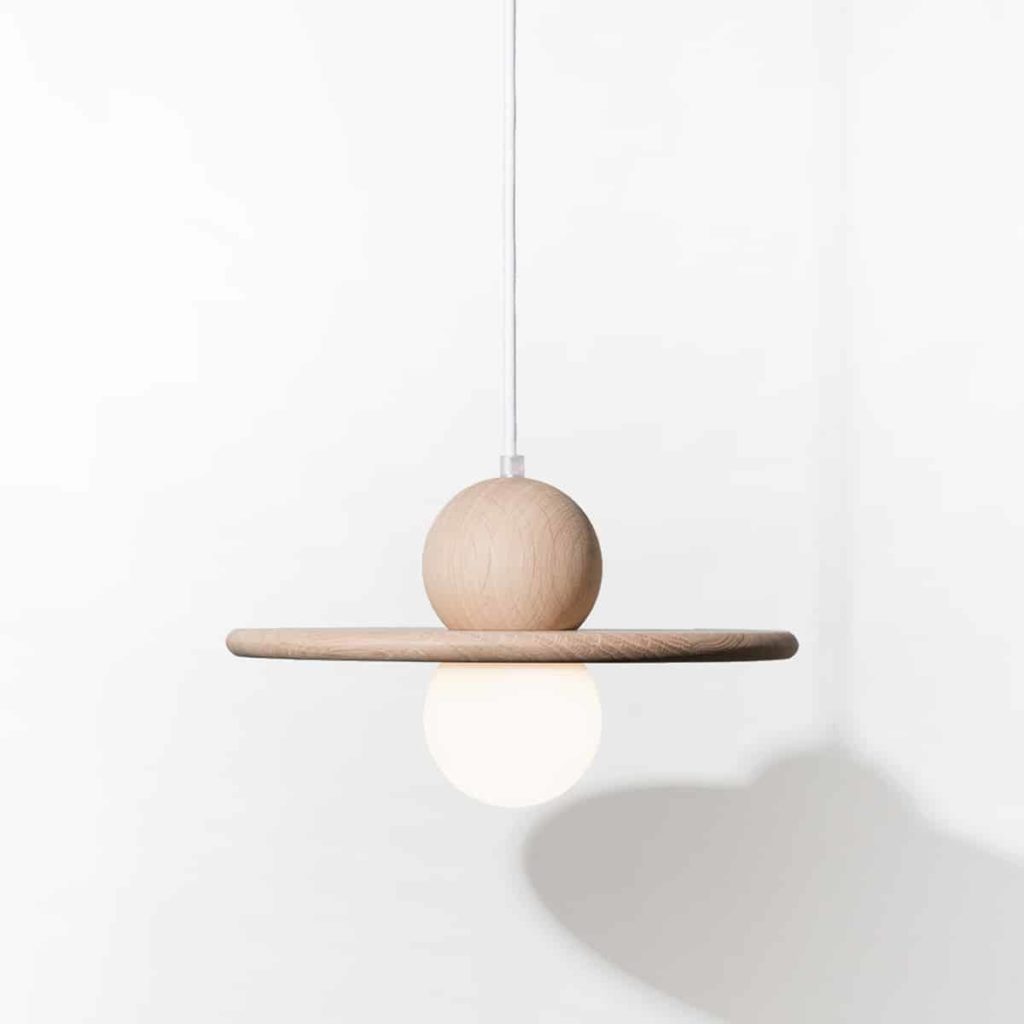 lampe nebuleuse suspension en bois massif