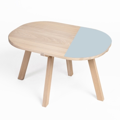 bout de canapé en bois massif naturel Aronde bleu clair chartreuse