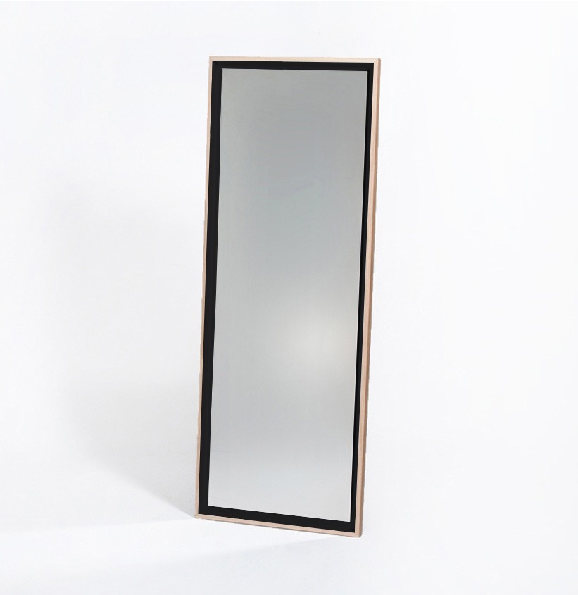 miroir rectangulaire design en bois psyché brun pont-levis