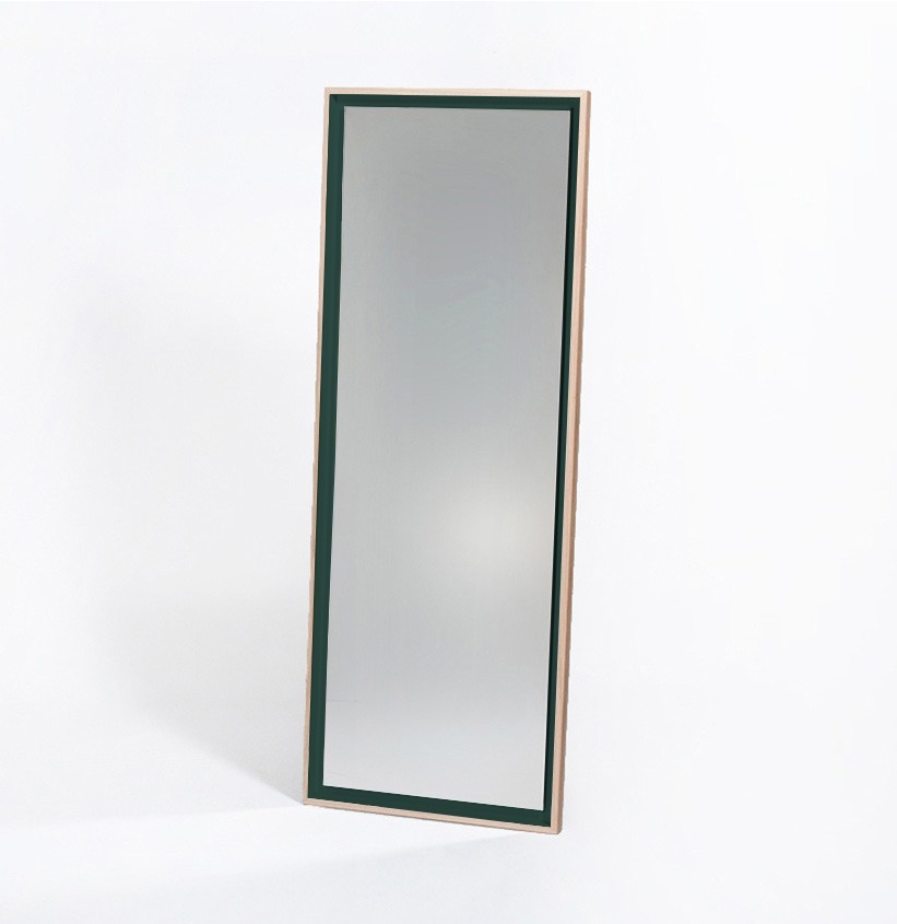miroir rectangulaire design en bois psyché vert selestat