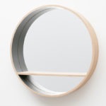 grand miroir-console rond en chêne naturel 125 blanc coton