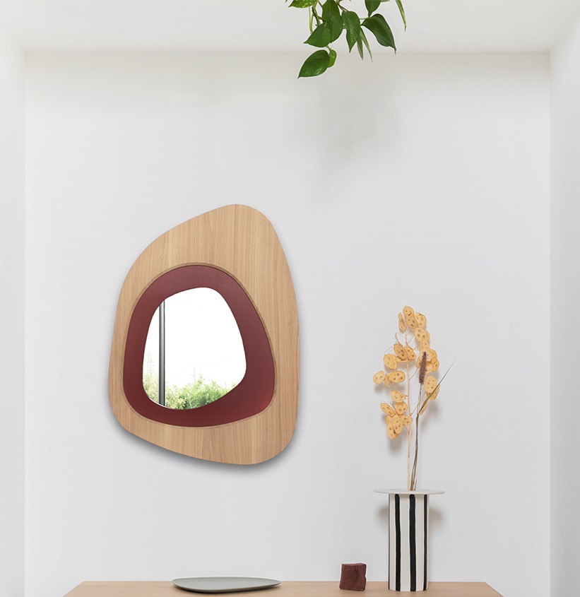 Petit plateau miroir en bois