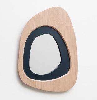 miroir galet design en bois massif chêne fabriqué en France accessoire déco durable écoresponsable
