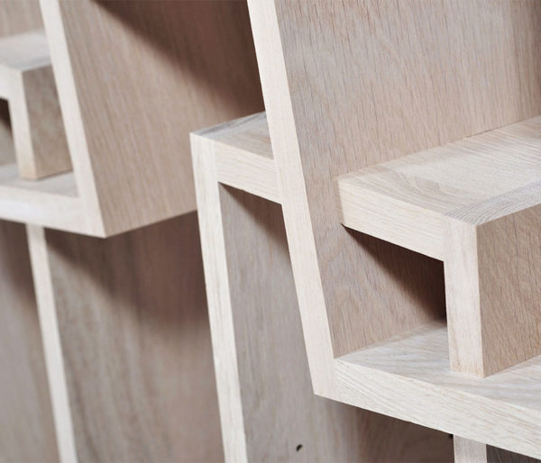 woodworking bois chêne menuiserie ébénisterie emboîtement rangement meuble bibliothèque française sur-mesure