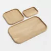 lot de 3 plateaux bois massif accessoire de décoration organique design objet wabisabi rangement minimaliste