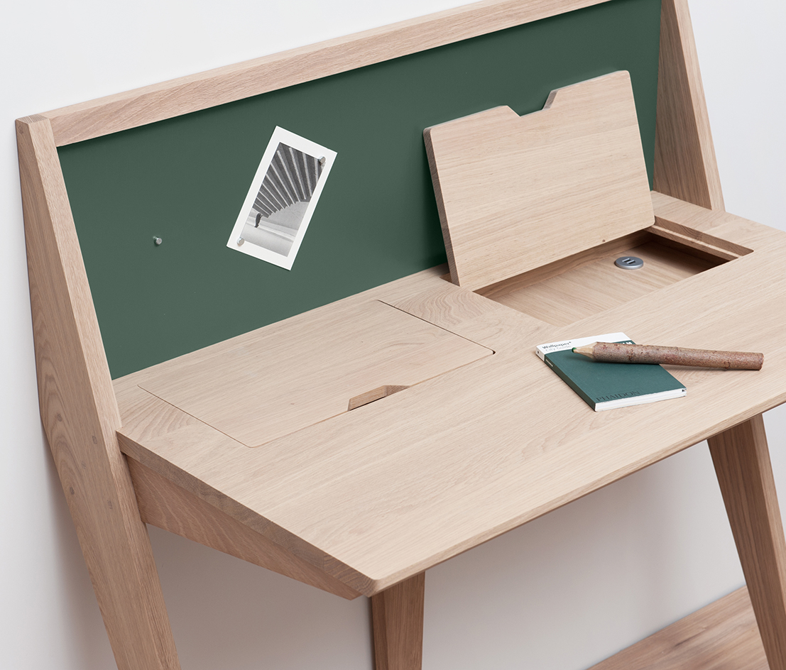 bureau d'appoint petit rangement port USB intégré surface aimanté bureau COMPAS fabriqué en France Maine-et-Loire Drugeot Manufacture