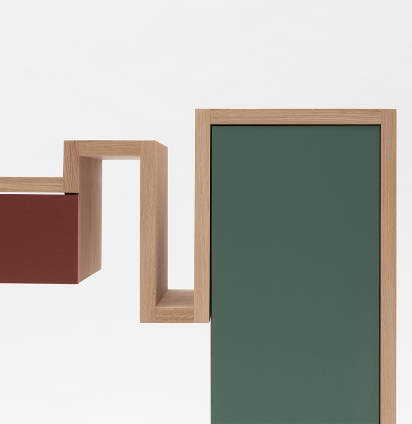 console Glycine rangement appoint couloir petite entrée tiroirs range-magazine meuble bois massif chêne français