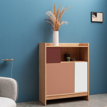 Meuble rangement Bric 90 made in France chiffonnier vaisselier commode mobilier design personnalisable sur-mesure fabriqué en Anjou chêne massif durable