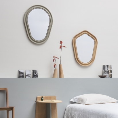 nouveauté de la collection de meubles en bois massif Drugeot Manufacture miroir 100% made in france inspiration de décoration chambre à coucher tendance