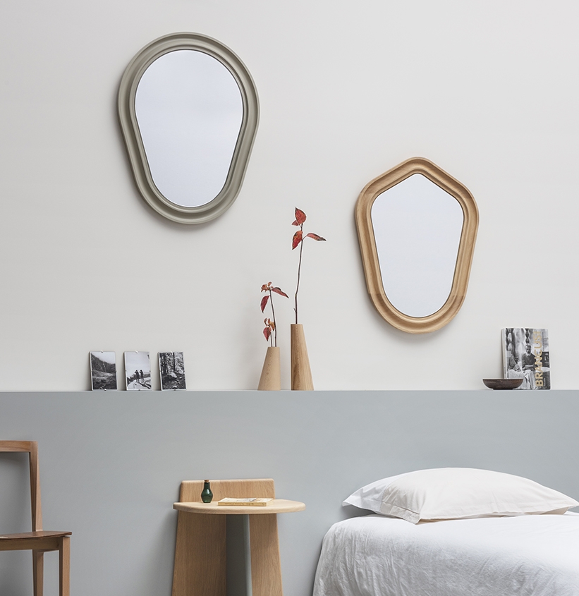 nouveauté de la collection de meubles en bois massif Drugeot Manufacture miroir 100% made in france inspiration de décoration chambre à coucher tendance