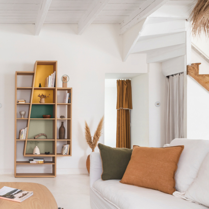 bibliothèque Voile design asymétrique multi étagères ouvertes bibliothèque traversante meuble personnalisable coloré