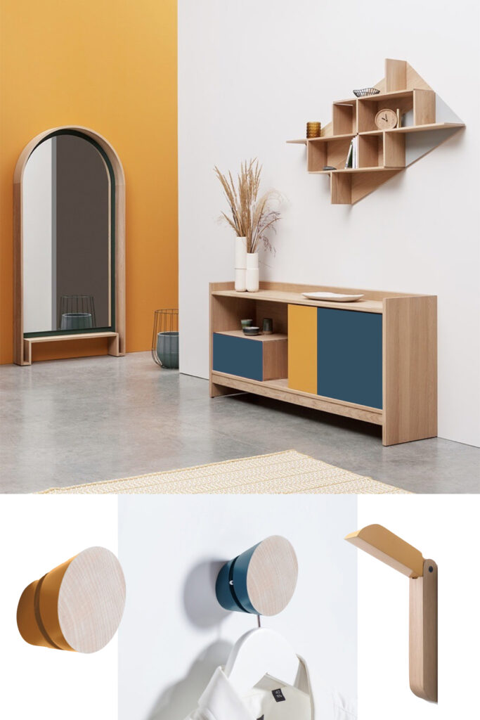 choisir couleurs complémentaires meuble personnalisé jaune bleu pour mêler minimalisme et couleur