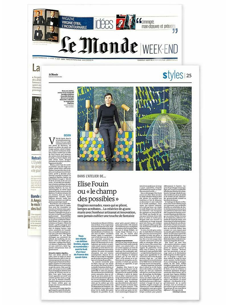 La designer Elise Fouin dans le Journal Le Monde citation de Drugeot Manufacture Drugeot Labo