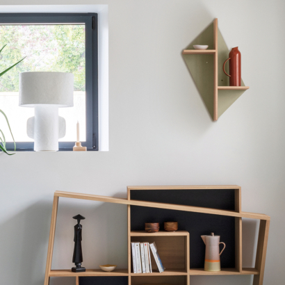 étagère KIM rangement mural bois et gris lin