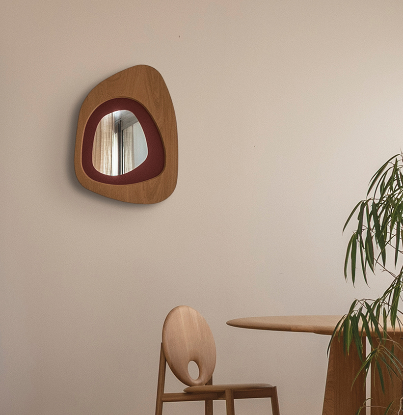 miroir organique en chêne massif Galet