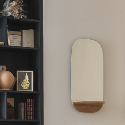 miroir ovale avec tablette chêne massif Téhème