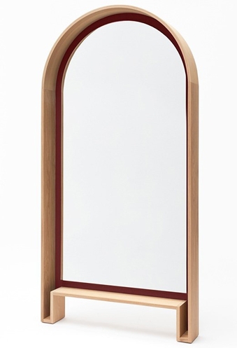 grand miroir sur pieds design en bois Bipède rouge foncé citadelle