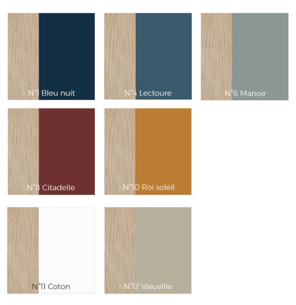 Palette de couleurs de la patère Tronquée. Les couleurs peuvent varier selon les écrans.