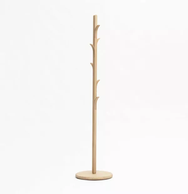 portemanteau élégant Greffe 6 accroches patères intégrées socle et mâts en chêne massif français